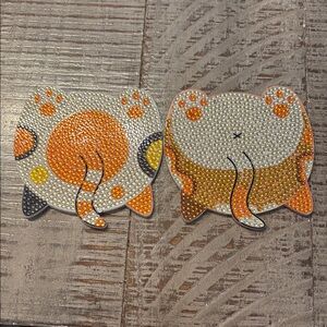 Orange Cat Tail Diamond Art Handmade Coasters - 2